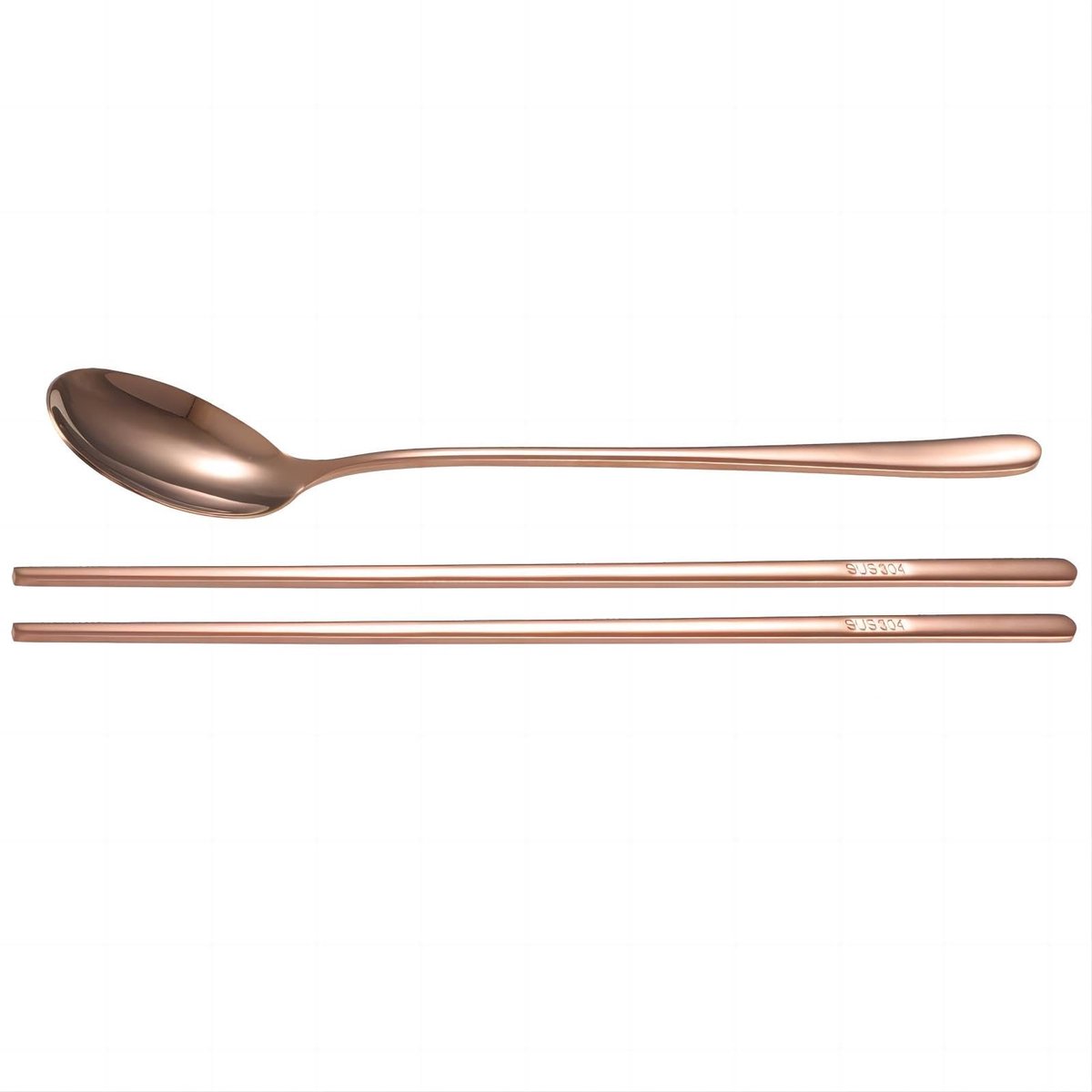 Dailygoody - Roestvrij Staal Lepel - Eetstokjes en Lepels Set - Koreaanse Stijl - Goud/Rose - Duurzaam en Vaatwasserbestendig - Geschikt voor Aziatisc