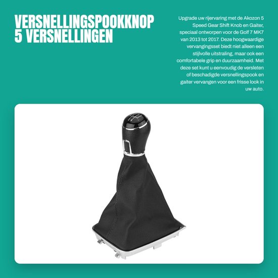 Allecto - Versnellingspookknop - 5 versnellingen - Inclusief gaiter - Geschikt voor Golf 7 MK7 - Auto accessoires - Model 2013-2017 van Merkloos — afbeelding 4