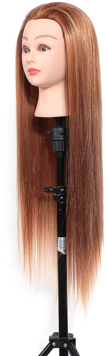 Dailygoods- Haarstyling Hoofd 24 Inch - Hittebestendig Vezelhaar - Oefenhoofd voor Kosmetologie - Kapsel/Styling - Geschikt voor Schoonheidsscholen - Gemakkelijk te Kammen - Haardummy