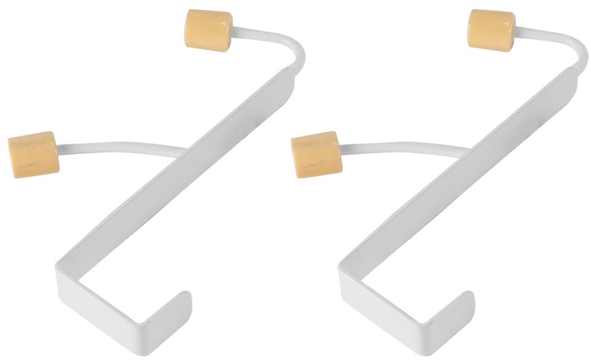 Dailygoods- Kapstokhaken Houten Dubbele Haak - Over-de-deur Hangers - 2-Pack - Duurzaam IJzer/Hout - 17,5 x 5 cm - Punch-Free - Deurhaken