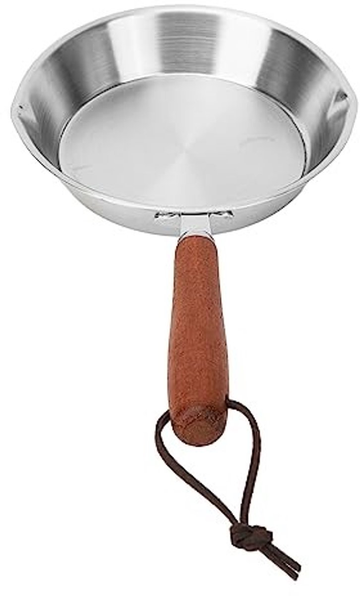 Dailygoods- Koekenpan 12 cm - Roestvrij Staal - Antiaanbak - Inductie - Duurzaam - Houten Handvat - Gelijkmatige Verwarming - Kookpan