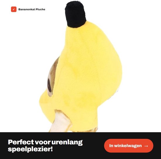 Bananen Speelgoed Pluche Knuffel - Bananenkat - Stressverlichtend Dier - Thuisdecoratie - Premium Pluche - 30 cm — afbeelding 3