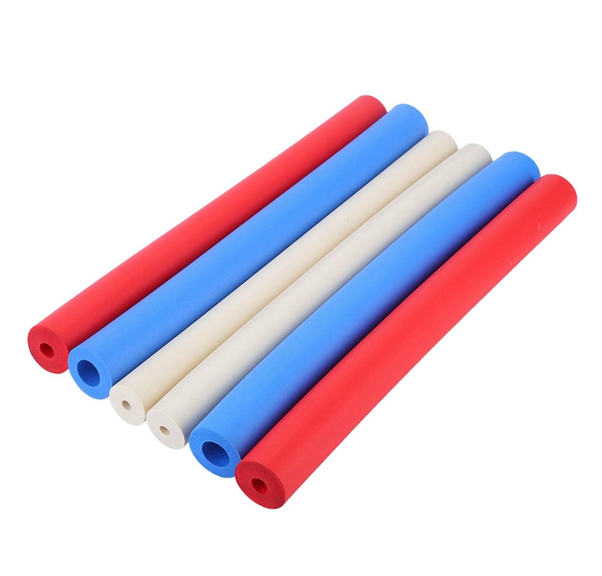 Dailygoods- Handgrepen 30,5 cm - Schuimrubberen Handgrepen - Set van 6 - Rood/Crèmewit/Blauw - Antislip - Verstelbare Diameter - Grip
