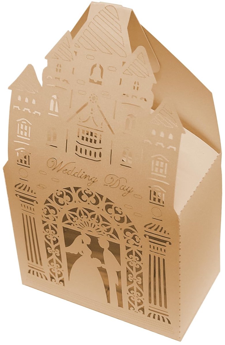 Dailygoods- Snoepdozen 50 stuks - Bruiloft Geschenken - Papieren Zakjes - Romantisch Ontwerp - Hoogwaardig Karton - Eenvoudig Opvouwbaar - Geschenkdozen