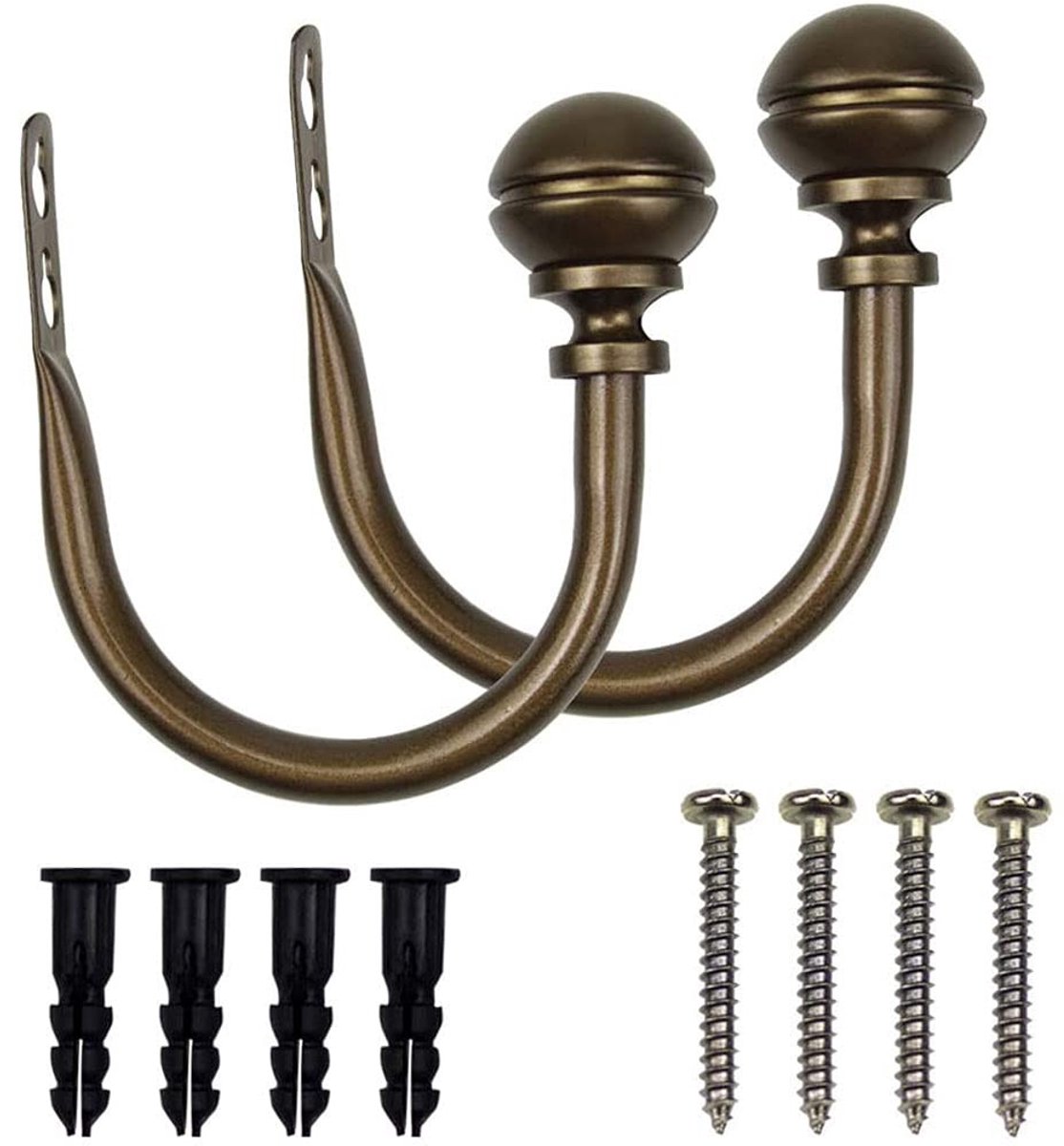 Dailygoods- Gordijnholdbacks Elegante Bronzen Ronde Eindstukken - Set van 2 - Raamgordijn - Decoratief - Vintage Ontwerp - Bevestigingsschroeven Inbegrepen - Gordijnsteunen