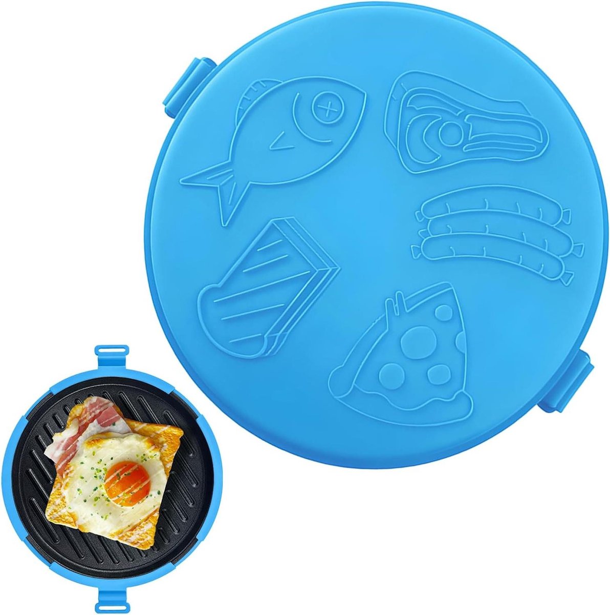 Magnetron Grill Pan - Sandwich Maker - Snel Eten Opwarmen - Gelijkmatige Warmteverdeling - 25 cm - Blauw