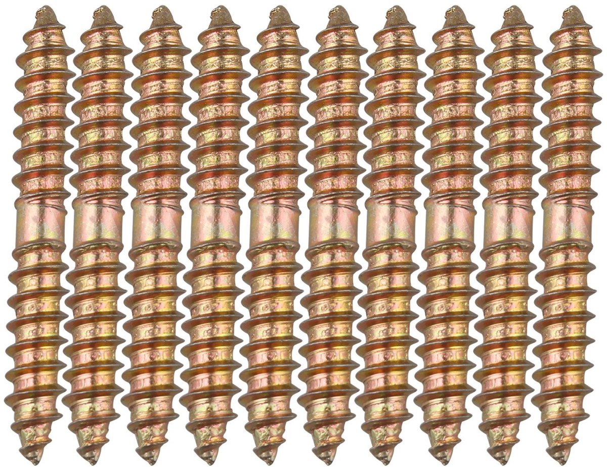 Dailygoods- Schroeven 10 Stuks - Hout voor Hout Deuvelschroef - M6 Diameter - Totale Lengte 50 mm - Bronskleur - Metaal Materiaal