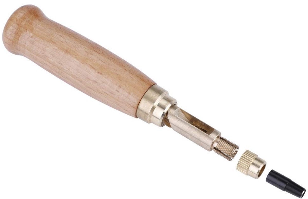Dailygoods- Gaatjestang Houten Handvat - Gaatjestang voor Riem - Gaatjestang voor Leder - Ponstang - Gaatjesmaker - 6 Punsholes 1.5/2/2.5/3/3.5/4 mm