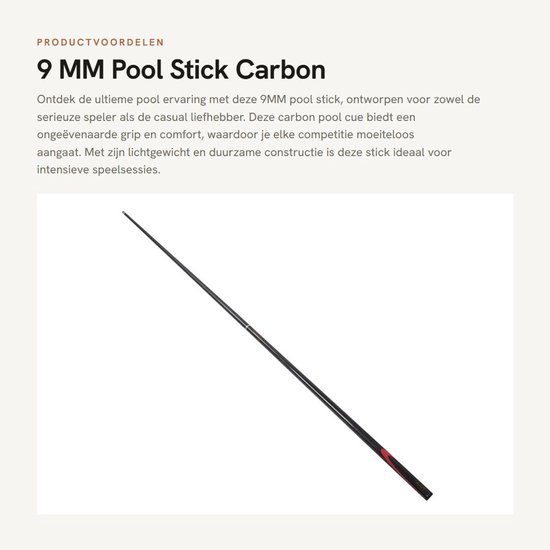 Dailygoods- Biljartkeu Hoogwaardige Carbon - 9 MM Keu - Lichtgewicht - Draagbaar - Duurzaam - Prestatie Grip Technologie - Pool Cue van Dailygoods — afbeelding 5