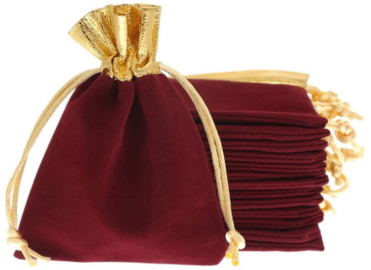 Dailygoods- Sieradenzakjes 20 stuks - Jute/Flanel - Trekkoord - Bruiloftszakjes - Opbergtas - 7 x 9 cm - Hoogwaardige uitstraling - Geschenkzakje