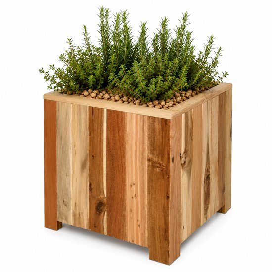 Storm Plantenbak M - 40x40 cm - Naturel Geolied - Acaciahout FSC - voor Binnen, Buiten en Balkon