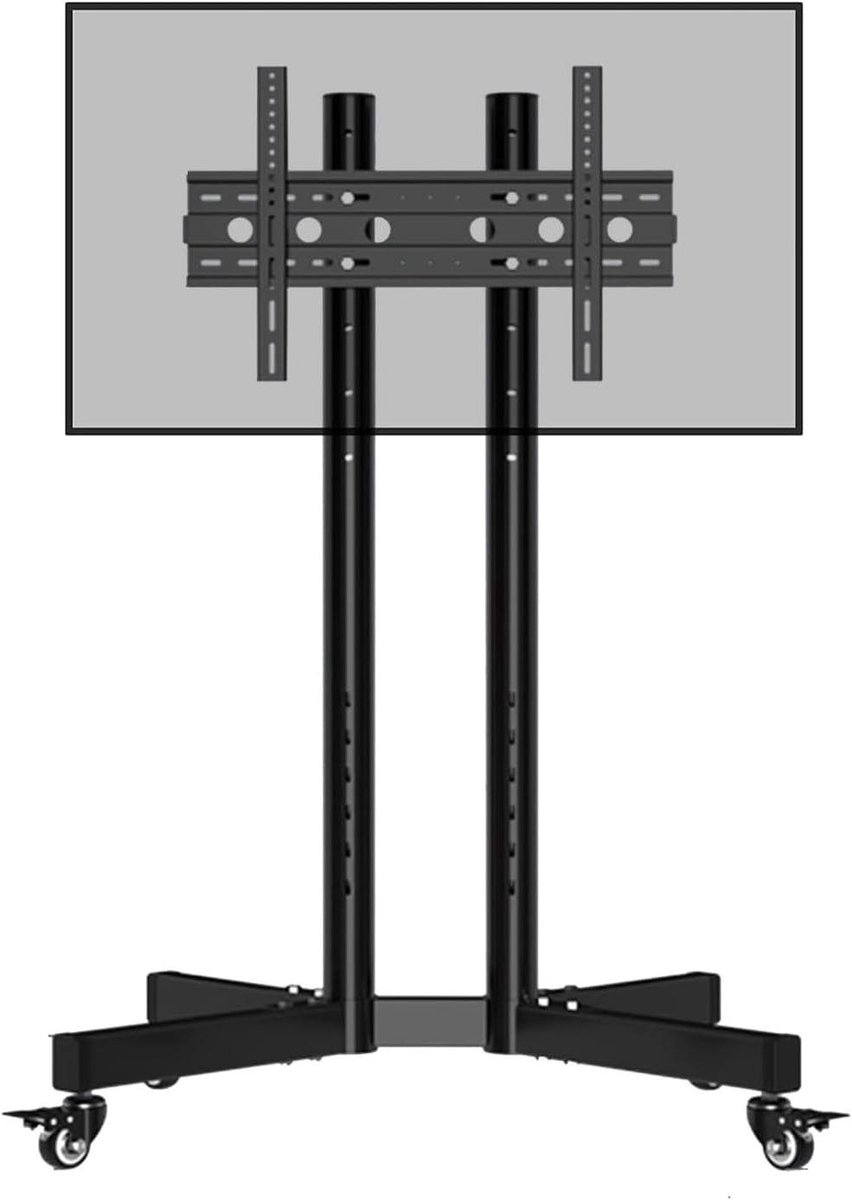 Tv Standaard - Mobiele standaard - Presentaties Tonen - In hoogte verstelbaar - 32-75 inch - Zwart