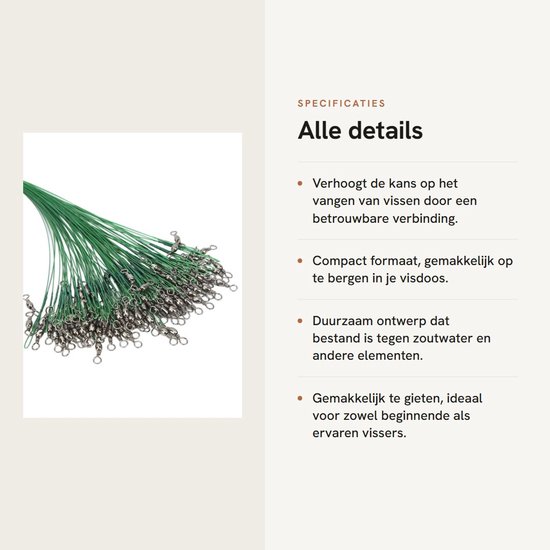 Dailygoods- Vislijn Wartels 100 Stuks - Anti-corrosie - Duurzaam Staal - Compact Ontwerp - Makkelijk Gieten - Voorkomt Ontsnappingen - Visleiders van Dailygoods — afbeelding 2