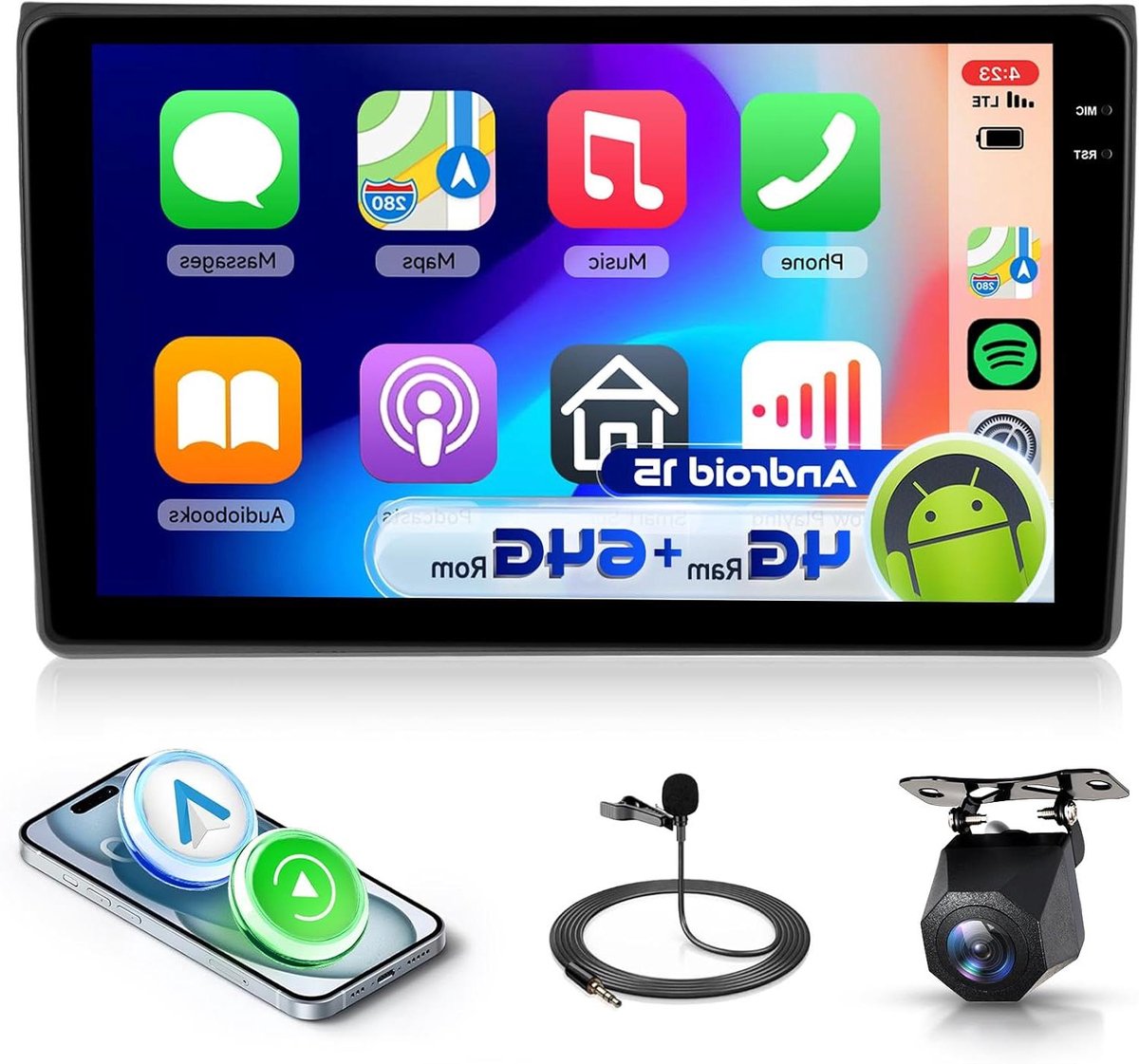 4G&64G VECHTEL 9" Autoradio voor Audi A4 2004-2008 met CarPlay Android Auto, Android 15, Touchscreen,Bluetooth RDS/FM-radio, WiFi Navigatie/AHD Achteruitrijcamera