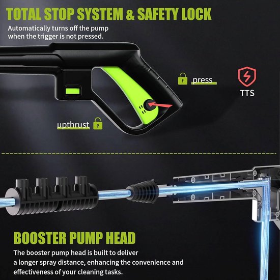 Hogedrukreiniger - Hoge druk reiniger - Terrassen en auto's reinigen - 4 sproeiers en schuimkanon - 4000 PSI - Niet gespecificeerd — afbeelding 2