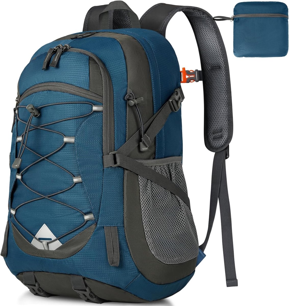 Wandelrugzak - Outdoor tas - Reizen en kamperen - Opvouwbaar en waterdicht - 40 liter - Zwart/Blauw