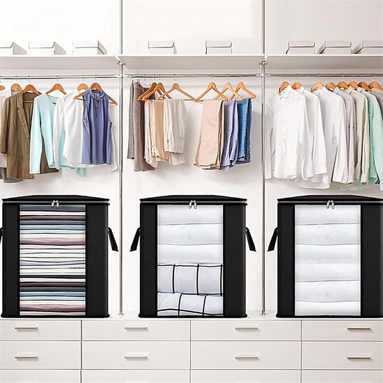 Opbergzakken - Bedzakken - Huis Organiseren - Met Kijkvenster - 50 x 40 x 60 cm - Zwart — afbeelding 4