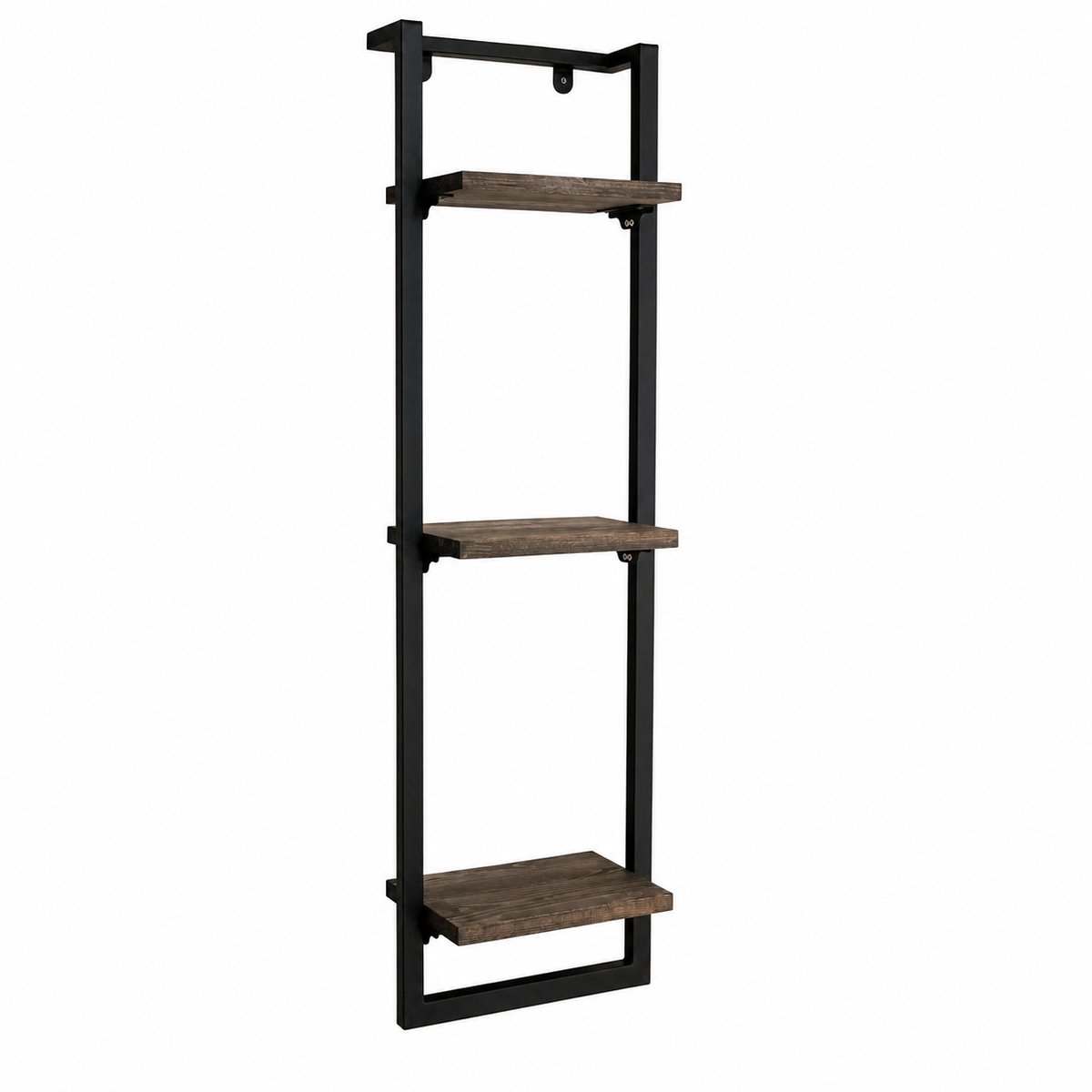 Industrial Living Wandrek Industrieel 95 cm – Wandplank Metaal & Hout – 3 Planken – Zwart – 95 x 25 x 15 cm