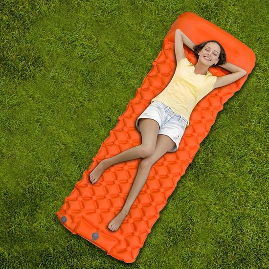 Slaapmat - Kampeermatras Lichtgewicht - Buiten slapen - Snel op te blazen - 190x60cm - Oranje — afbeelding 4