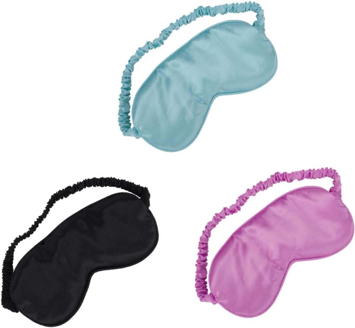 Slaapmasker 3 Stuks - Oogmasker Zijde - Ontspannen Slapen - Verstelbare Band - 20x9cm - Diverse Kleuren