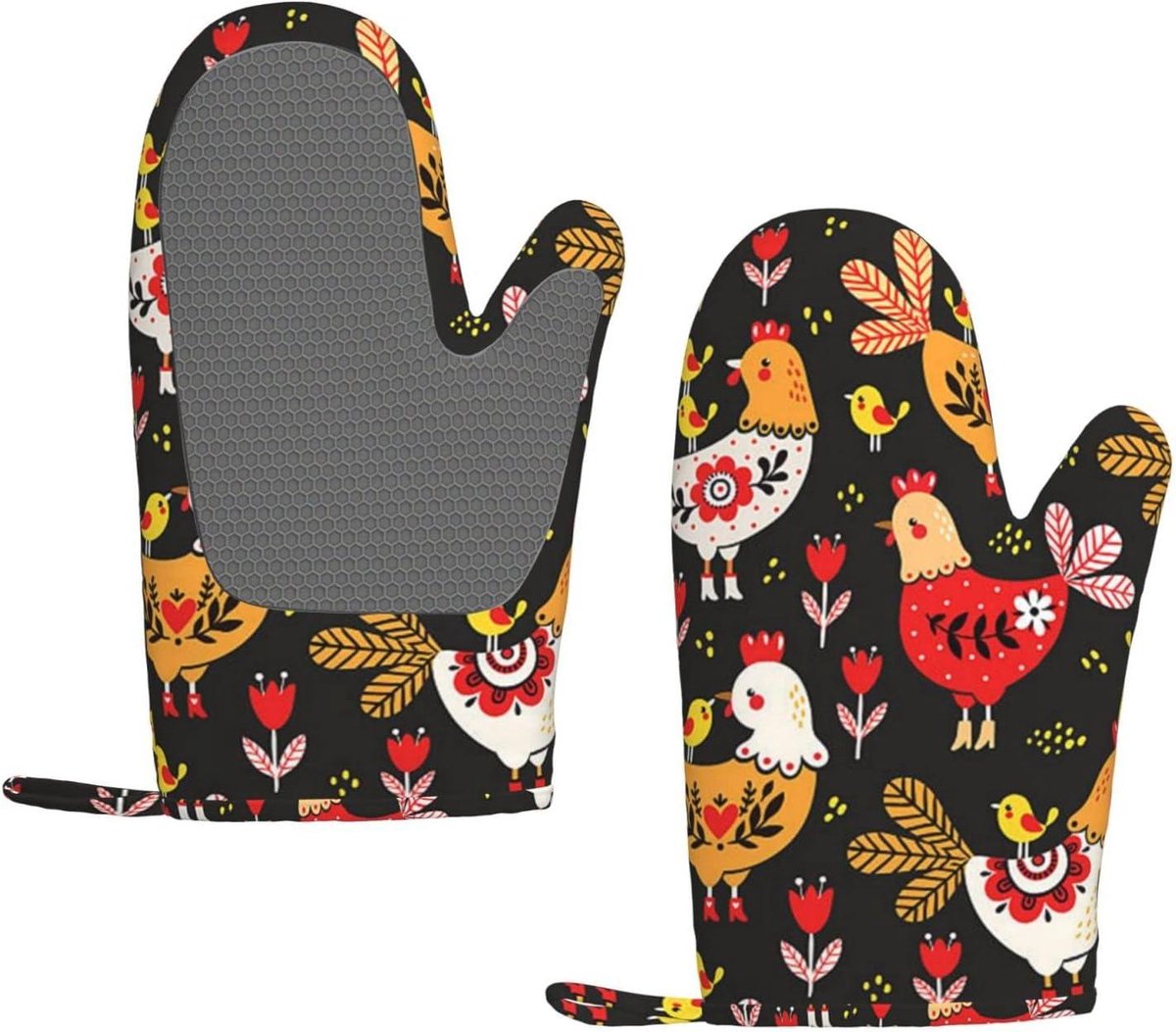 Oven Handschoenen - Keuken Handschoenen - Veilig Koken - Dubbellaagse Bescherming - Hittebestendig - Zwart