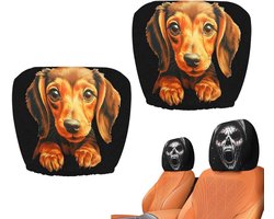 Hoofdsteunhoezen Auto - Autostoelhoes Set - Bescherming Interieur - Afneembare S Accessoires - 26 x 28 cm - Hond