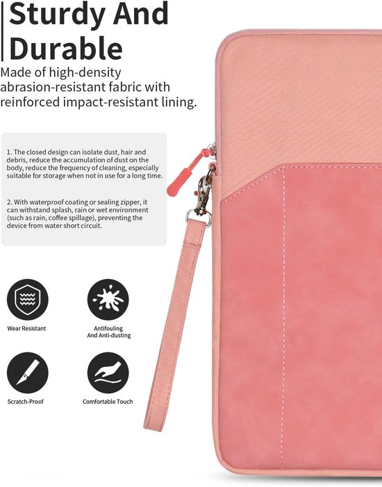 Tablethoes voor Kobo Libra Colour (7 inch) eReader - volledige bescherming, toergy waterafstotend, licht en draagbaar, roze — afbeelding 3