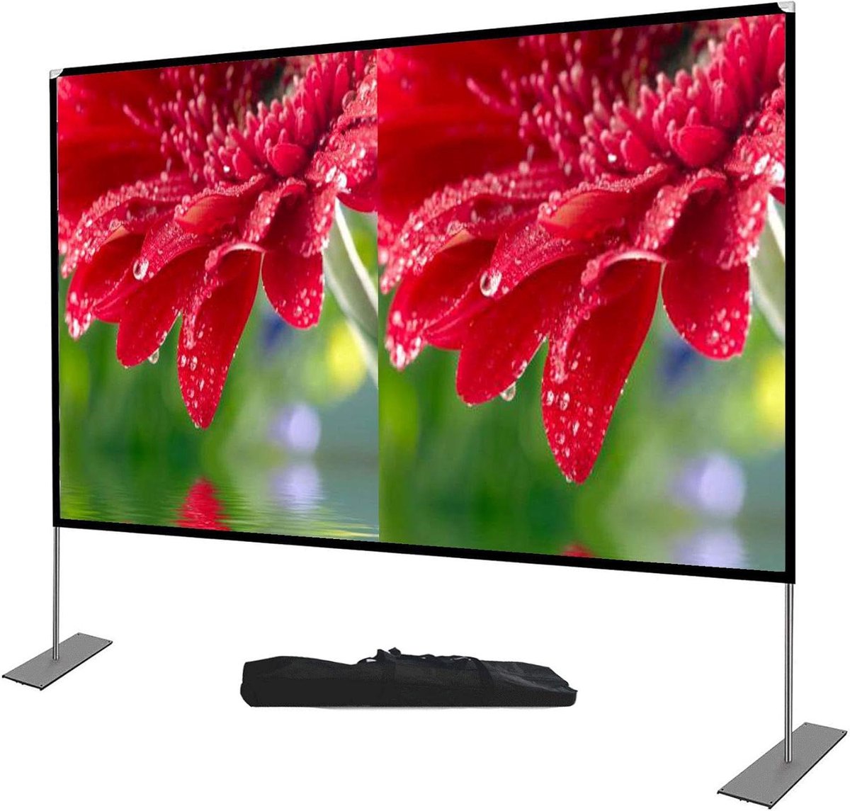 Draagbaar Projectiescherm - Filmscherm Stand - Thuisbioscoop Buiten - Kreukvrij HD 4K - 80-120 Inch - Wit