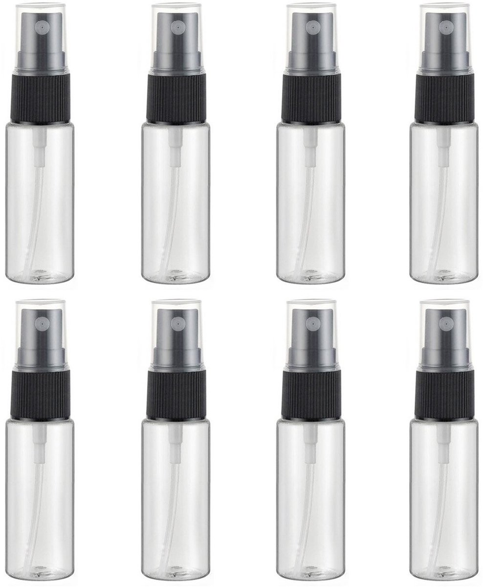 Dailygoods- Sprayflessen 20ml - Set van 8 - Transparant - Duurzaam kunststof - Refillbaar - Geschikt voor reizen - Verstuiver