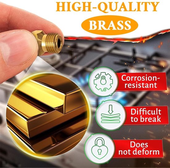 Dailygoods- Gasfornuissproeiers 5 Stuks - Vervangende Mondstukken - LPG-Ombouwset - Messing Brandersproeiers - Duurzaam Materiaal - Hoge Temperatuurbestendigheid - Brandermondstuk van Dailygoods — afbeelding 3