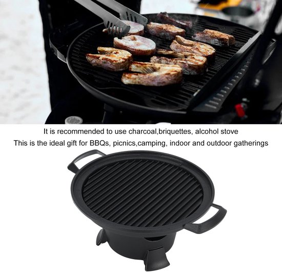 Dailygoods- Hibachi-grill Gietijzer - Draagbare BBQ-grill - Antiaanbak Grillpan - Eenvoudig te Monteren - Lichtgewicht - Ideaal voor Picknicks - Barbecuegrill — afbeelding 5