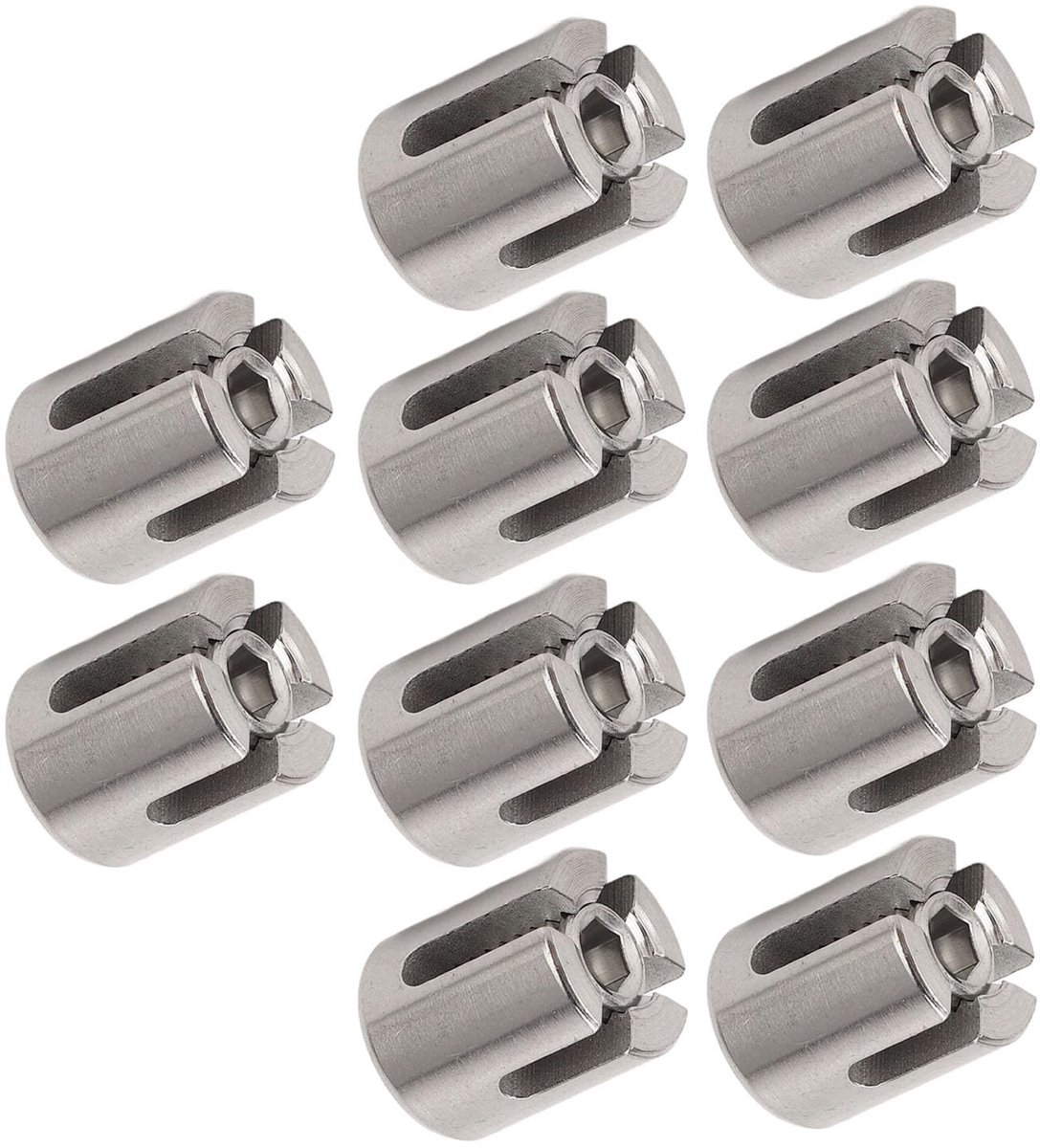 Dailygoods- Kabelklemmen Roestvrij Staal - 10 Stuks - Corrosiebestendig - Voor 3 mm Kabel - Binnen/Buiten Gebruik - Hoge Treksterkte - Staalkabelklemmen