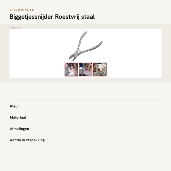 Allecto - Biggetjessnijder - Roestvrij staal - Ergonomische handgreep - Varkenssnijder - Effectief tanden snijden - Geschikt voor konijnen - Model ... van Merkloos	 — afbeelding 3