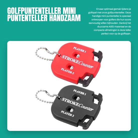 Dailygoods- Puntenteller 2 stuks - Golfpuntenteller - Draagbare Teller - Handmatige Teller - Vierkante Puntenteller - Duurzaam ABS-kunststof - Afmetingen 4,9 x 5,5 cm - Golfscoreteller van Dailygoods — afbeelding 5