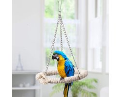 Dailygoods- Vogel Schommel Natuurlijk Henneptouw - Vogel Speelgoed - Kauwspeelgoed - Parkiet/Papegaai - Duurzaam - Veilig Materiaal - Vogelspeelgoed