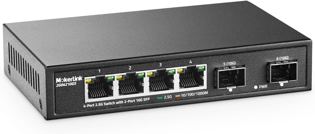 Netwerk Switch - Ethernet Hub - Snelle Dataoverdracht - Ventilatorloos Ontwerp - 6 Poorten - Zwart