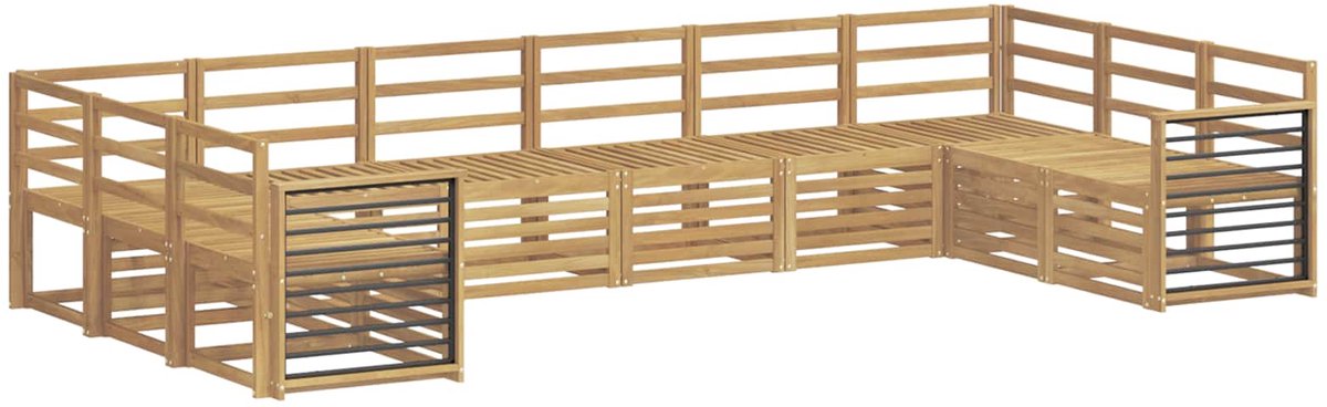 vidaXL Buiten - bank - set - 10 - st - 10-zits - Wit - Massief - Acacia - Hout