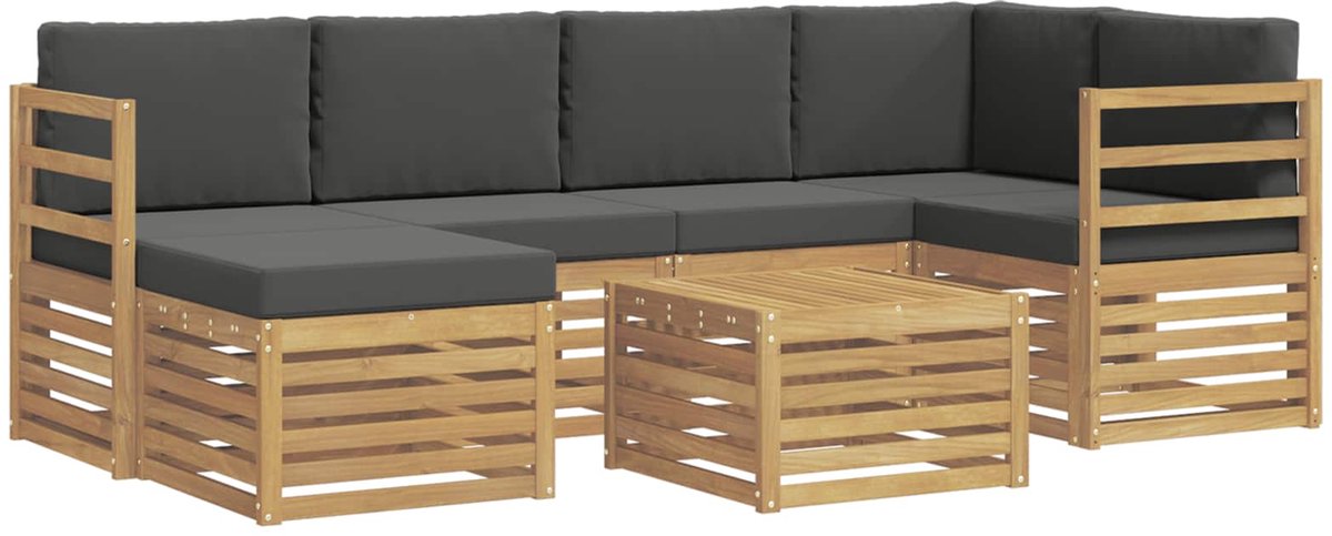 vidaXL Buiten - bank - set - 7 - st - 5-zits - Wit - en - antracietkleurig - Polyester Wit en antracietkleurig