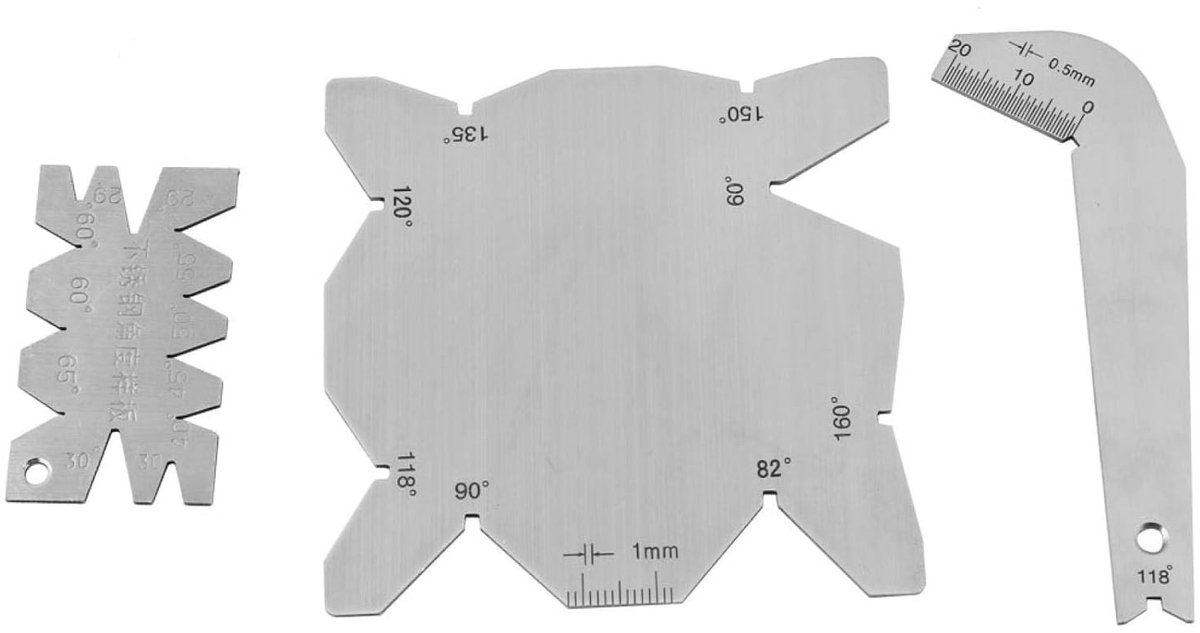 Dailygoods- Hoekmeter Set - 3 Stuks - Roestvrij Staal - Nauwkeurigheid ± 5° - Hoekmeting - Boorslijperinspectie - Inclusief Koffer - Hoekmeetset