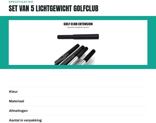 Dailygoods- Golfclub Verlengstangen Lichtgewicht - 5 Stuks - Koolstofvezel - Draagbaar - Push-in Design - Corrosiebestendig - Golfclub Verlengstukken van Dailygoods — afbeelding 3