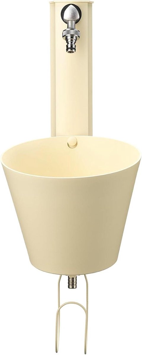 Wandfontein - Tuingoot Kraan - Water Afvoeren - Dubbele Kraan - 42 cm Hoog - Ivoor