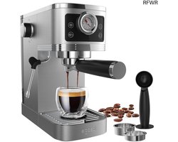 Espresso Machine - Koffiezetapparaat Cappuccino - Thuis Barista Kwaliteit - Italiaanse Pomp 20 Bar - 13 Liter - Zilver Zwart