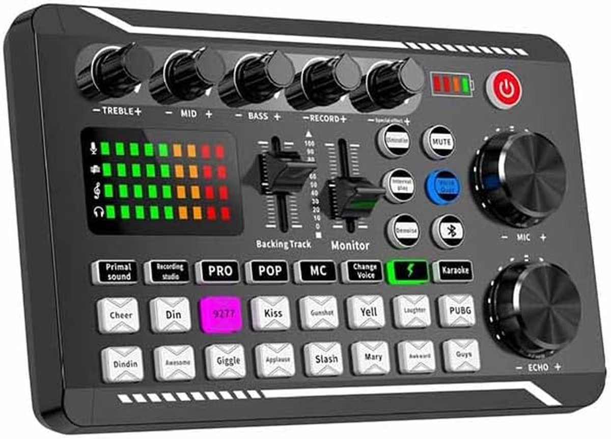 NEWFUN mengpaneel, geluidskaart en bluetooth-stereo-audio voor DJ's, studio-opnames en karaoke online, compatibel met computer en smartphone