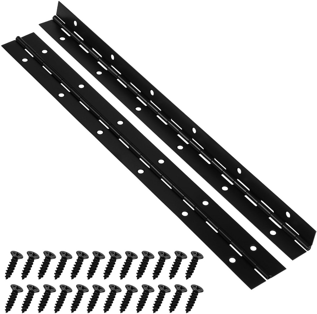 Dailygoods- Pianoscharnier 30,5 cm - Zwart - Roestvrij Staal - 2 Stuks - Meubelscharnier - Zwaar Belastbaar - Eenvoudig te Installeren