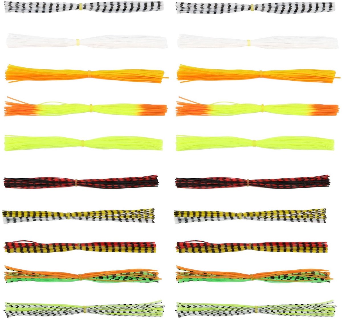 Dailygoods- Siliconen Rokken 20 Bundels - 40 Strengen - Multicolor - Vervangingsdeel - DIY Vissen Lokken - Geschikt voor Zoet- en Zoutwatervissen - Kunstaas