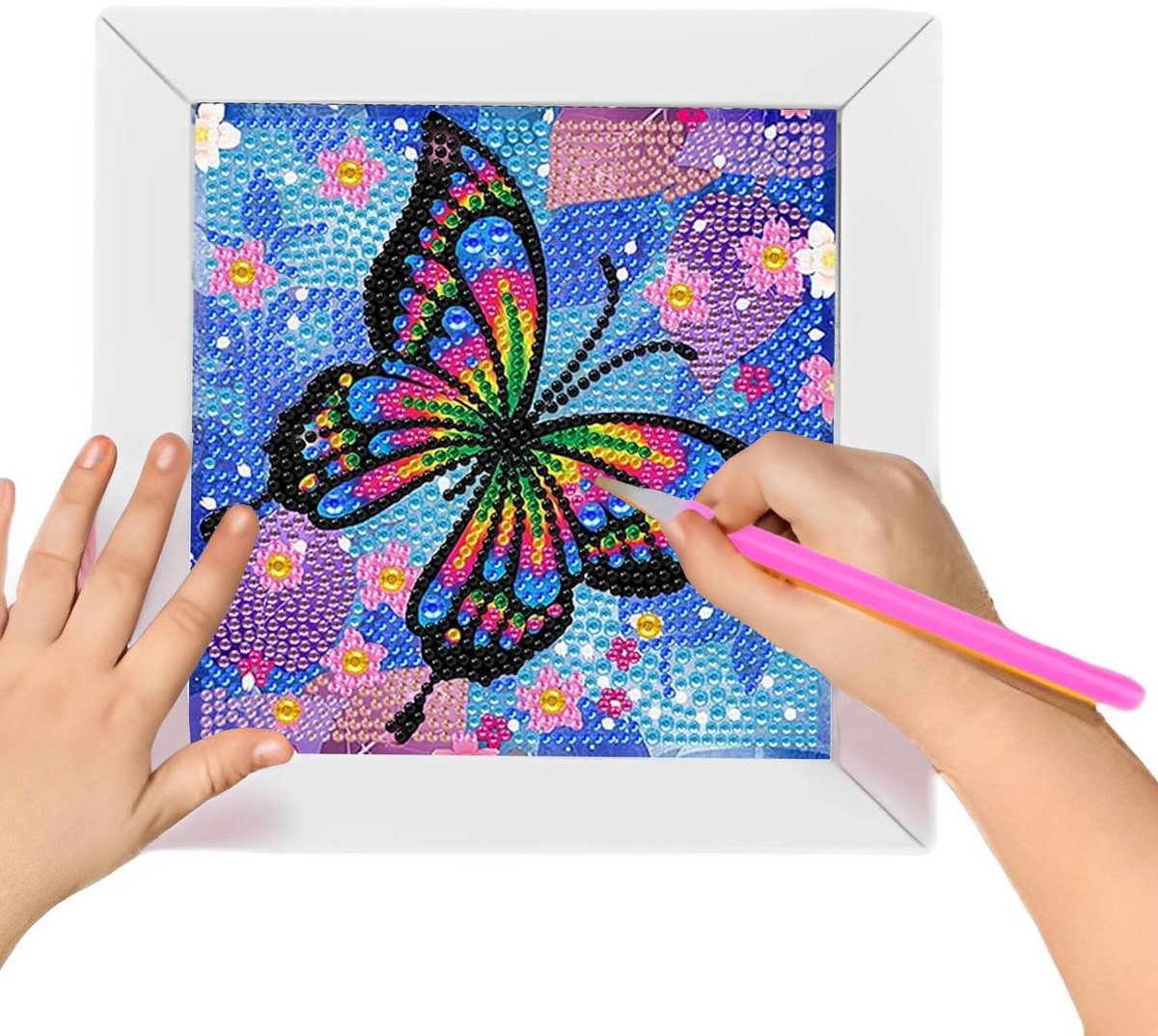 Dailygoods- Diamond Painting Vlinder Set - 5D Diamond Painting - Kinderen vanaf 6 jaar - Cadeau - Wanddecoratie - 18 x 18 cm - Diamantschilderij