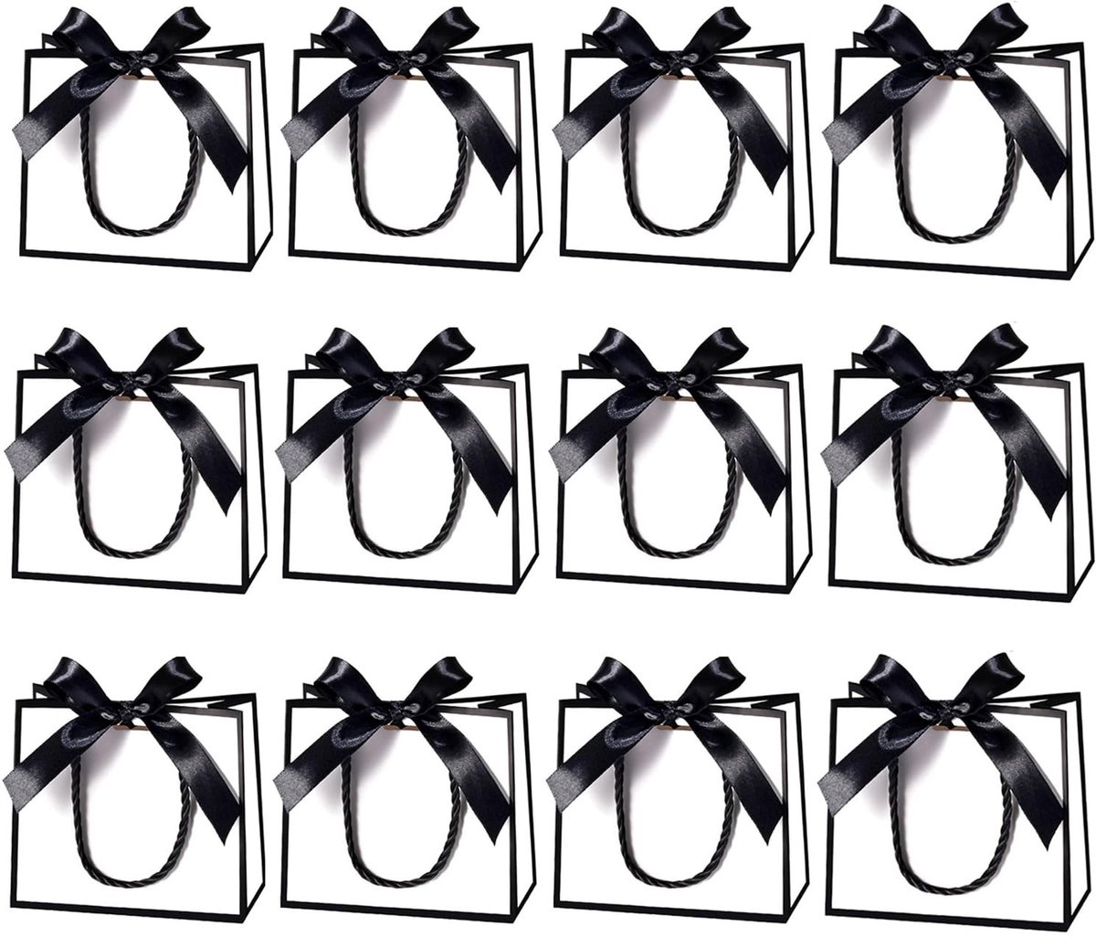 Dailygoods- Cadeauzakje Mini - 12 Stuks - Cadeauzakjes met Handgrepen - Bruiloft/Babyshower - 14 x 6 x 12 cm - Karton - Perfect voor Kleine Cadeaus - Geschenkzakje