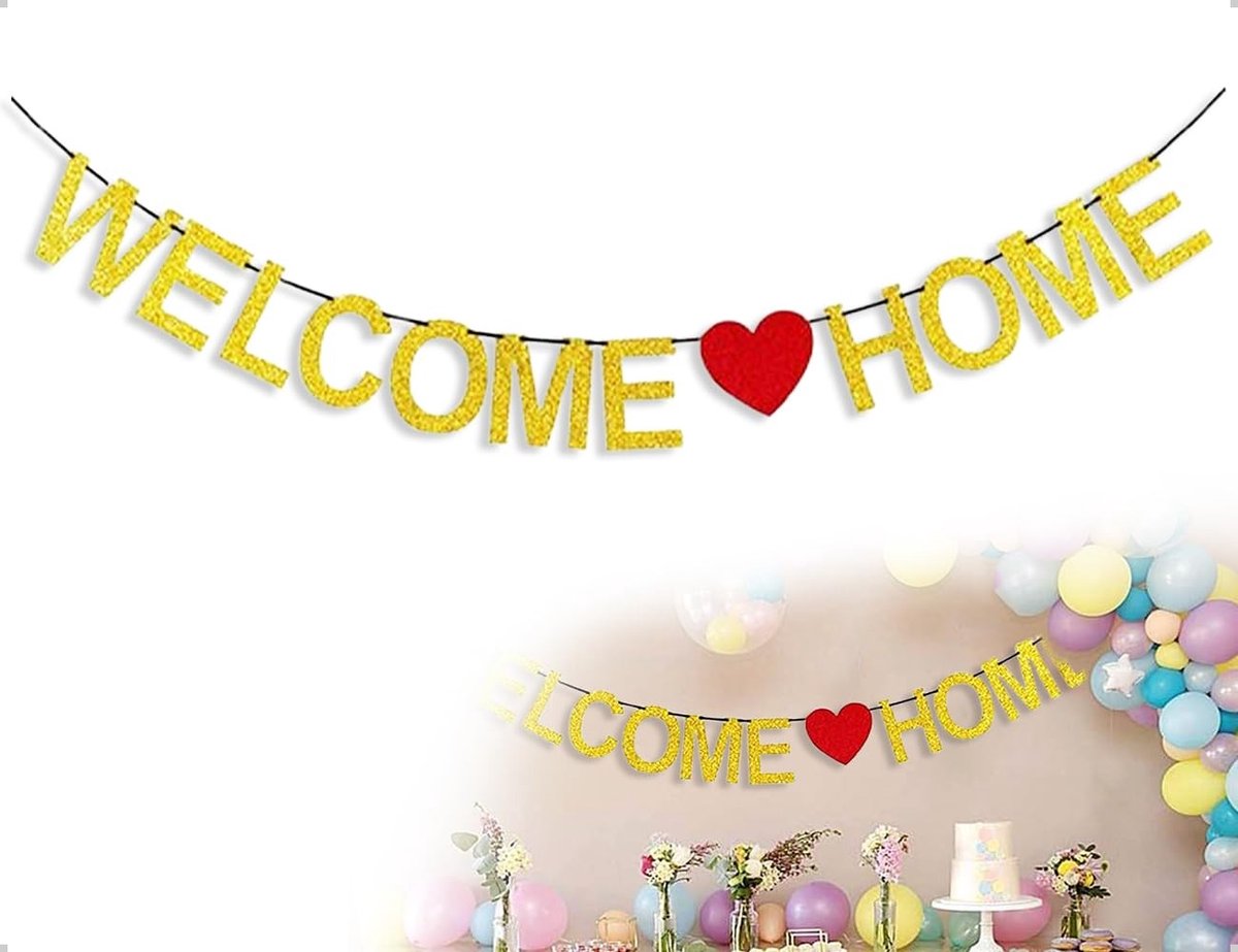 Dailygoods- Welkomstbanner Gouden Design - Welkomstslinger - Woonfeestdecoraties - Feestar
