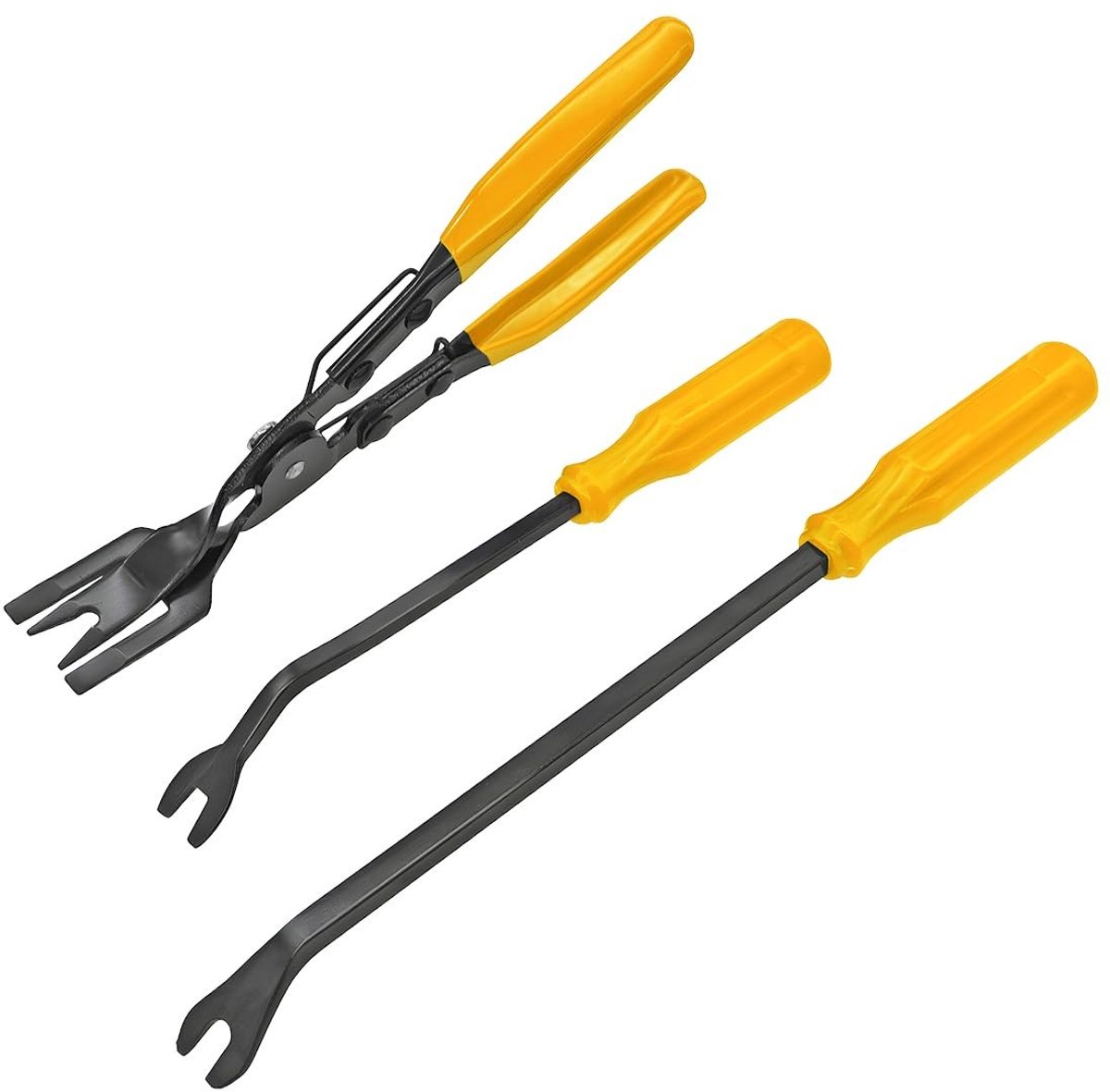 Dailygoods- Cliptangenset 3-delig - Multifunctioneel Gereedschap - Bevestigingsmiddelen Verwijderen - Hefboomgereedschap - Stalen/PVC Materiaal - 2-in-1 Clip Pincet - Verwijdergereedschap