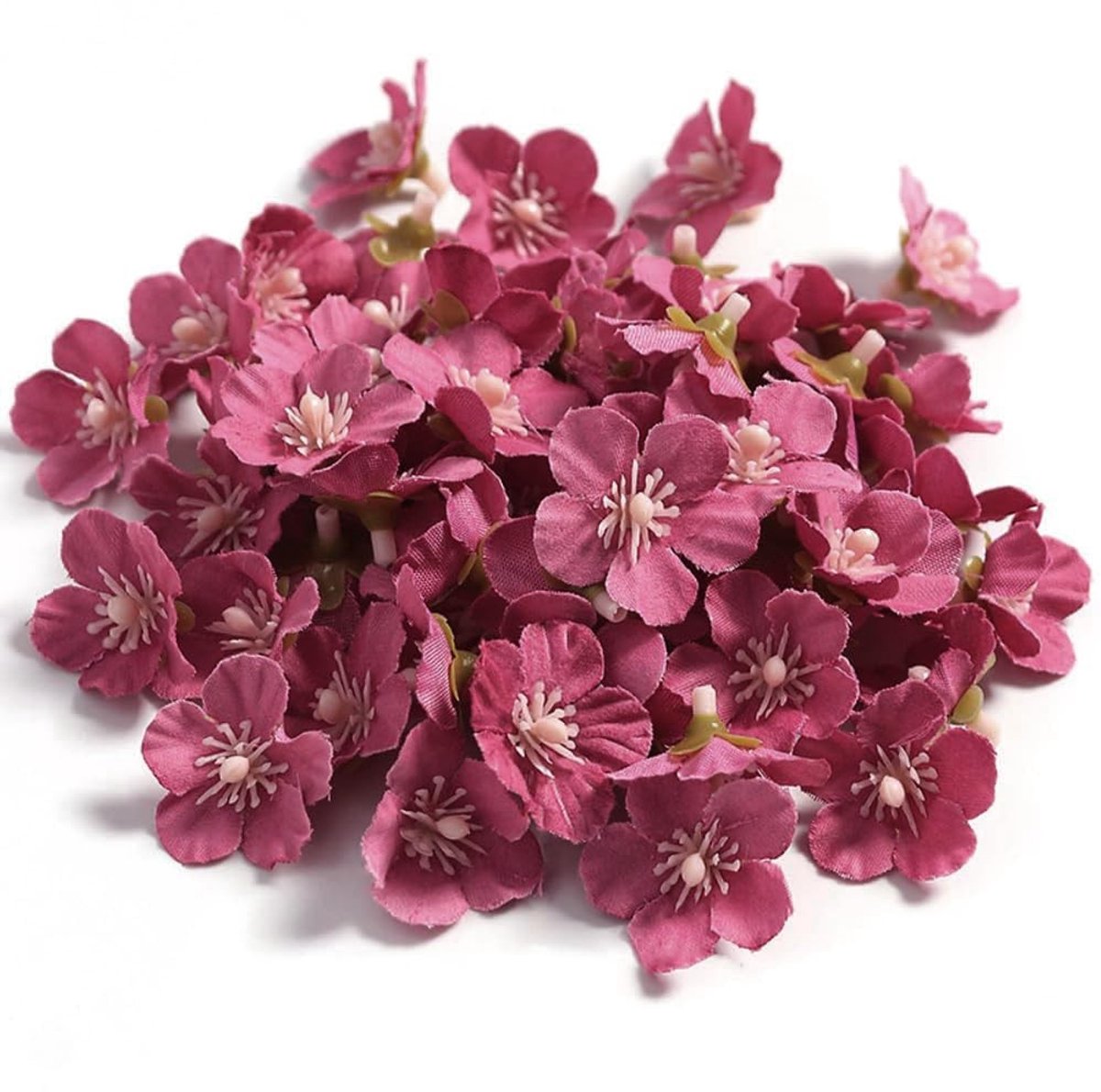 Dailygoods- Kunstbloemen 100 Stuks - Kersenbloesem - Mini-Zijden Bloemen - Kleurrijke Decoratie - Voor Bruiloft/Tafel - Diameter 2,5 cm - Nep Bloemen
